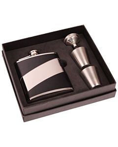 Flachmann Geschenkset Schwarz-Chrome