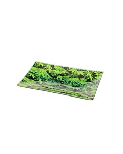 Black Leaf Rolling Tray aus Glas