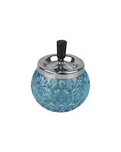 Drehaschenbecher Kugel - Chrom Blau
