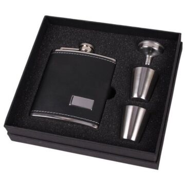 Flachmann Geschenkset Schwarz