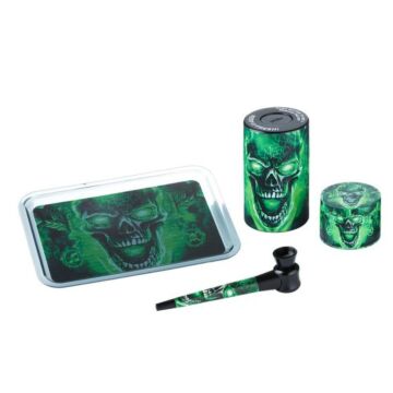 Alupfeife & Metallgrinder Set - Scary Skull