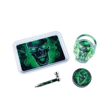 Alupfeife & Plastikgrinder Set  - Scary Skull Klein